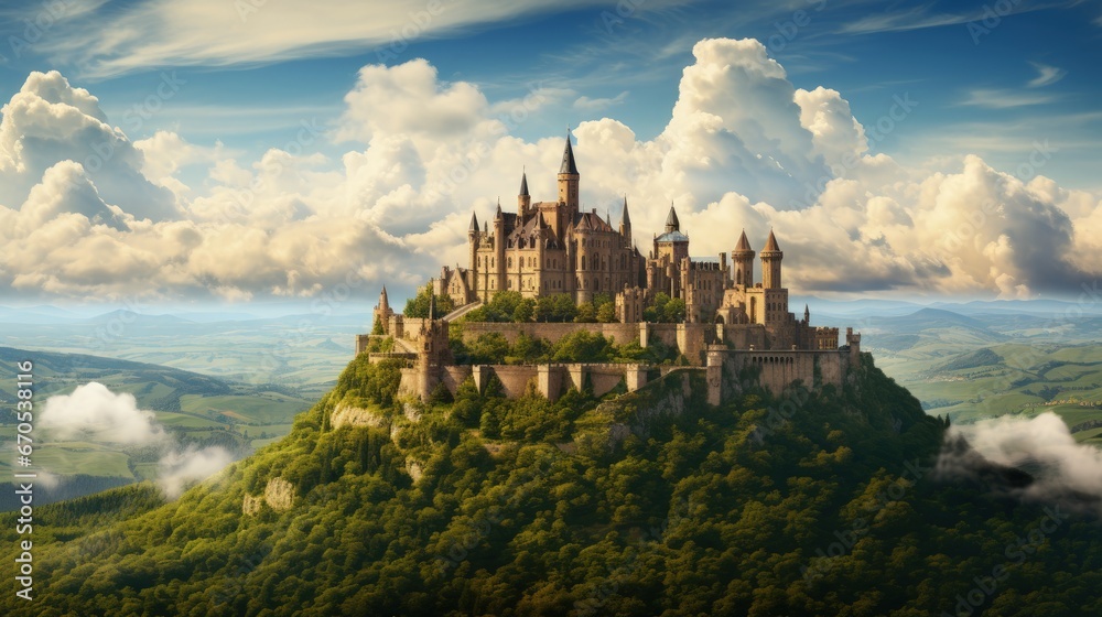 Castle Hohenzollern over the clouds