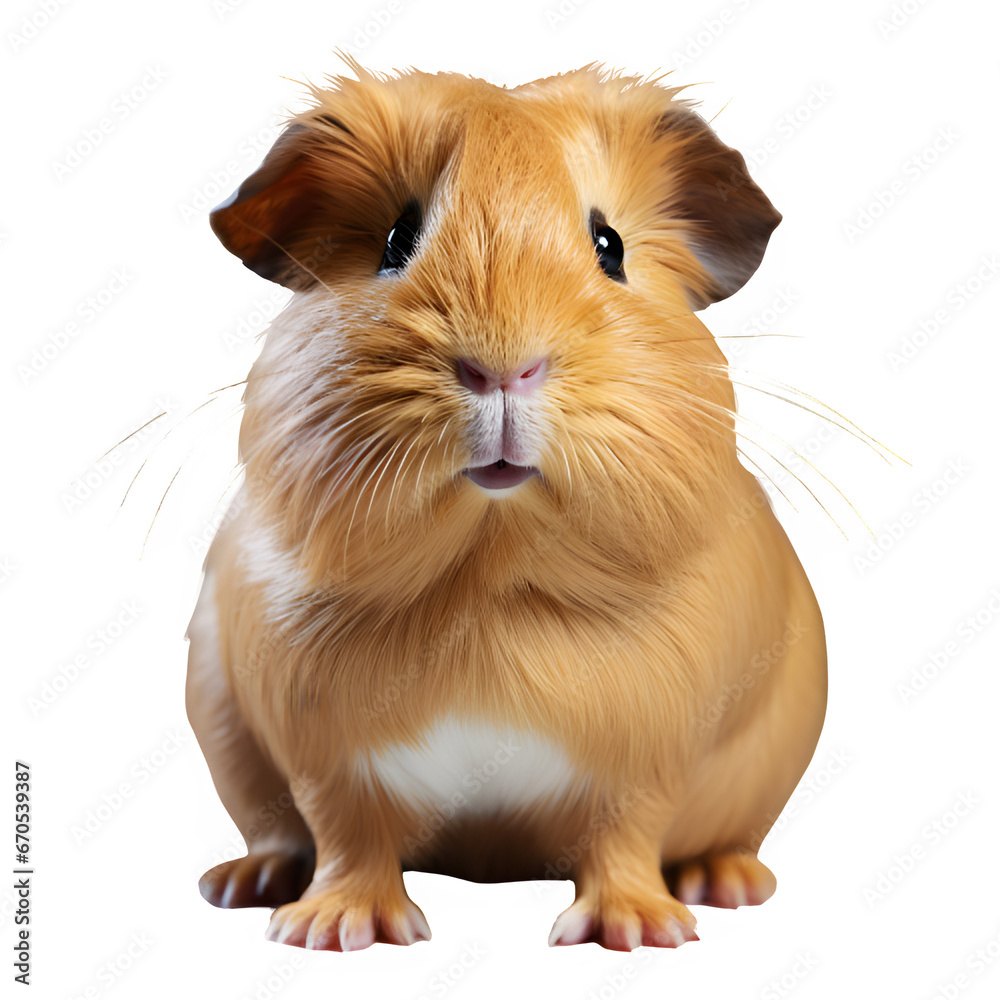 Fototapeta premium portrait of guinea pig standing isolated on transparent background ,generative ai