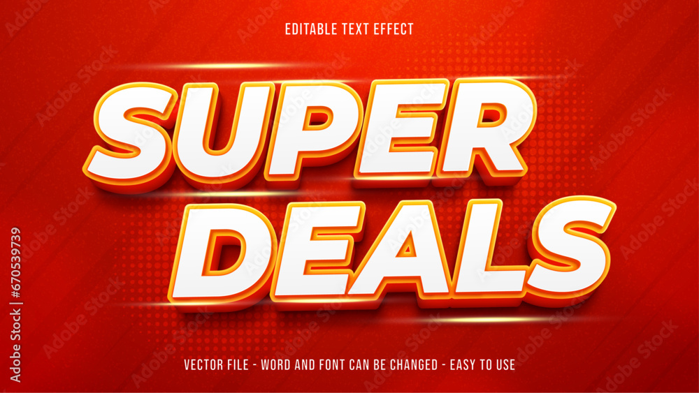 Editable super deals theme text effect, sale text style - obrazy, fototapety, plakaty 