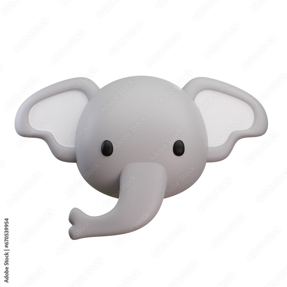 Fototapeta premium Elephant Head 3D Illustration