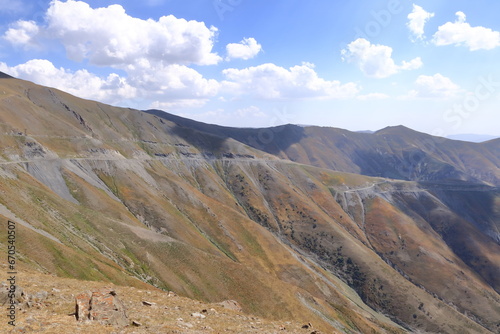 view from the Kaldaman pass between Arslanbob and Kazarman in Kyrgyzstan  Central Asia