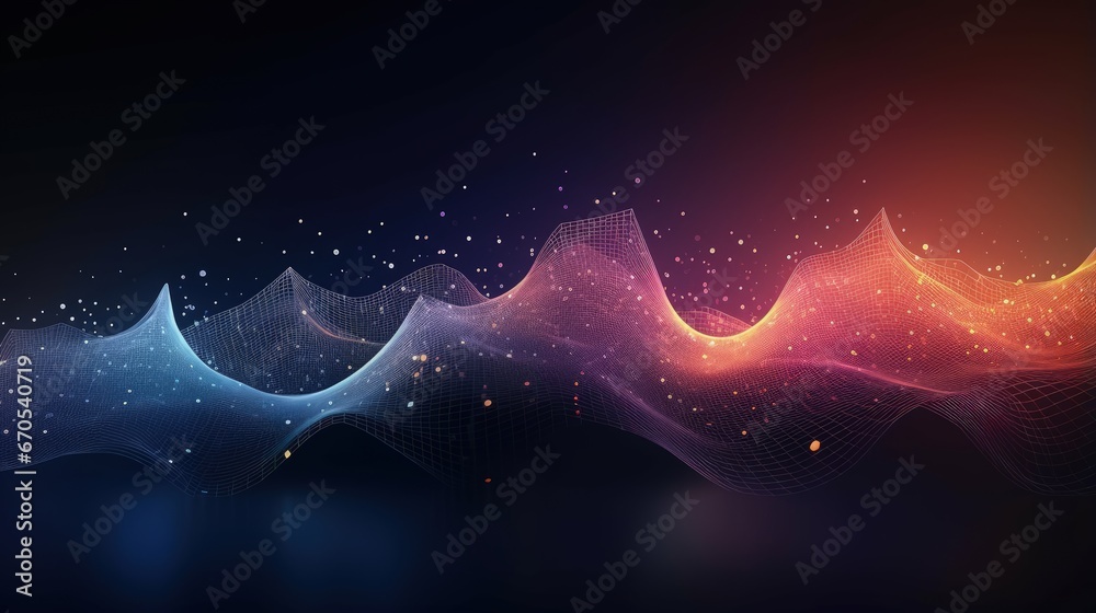 Abstract dot point connect with gradient line and aesthetic Intricate wave line design , internationalization social network or business big data connection technology concept .