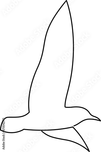 One line gull or seagull flies design silhouette. Hand drawn minimalism style vector illustration.