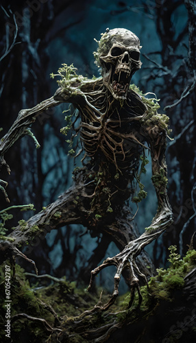 woodland zombi creature in dark fantasy art style. generative ai © Martin