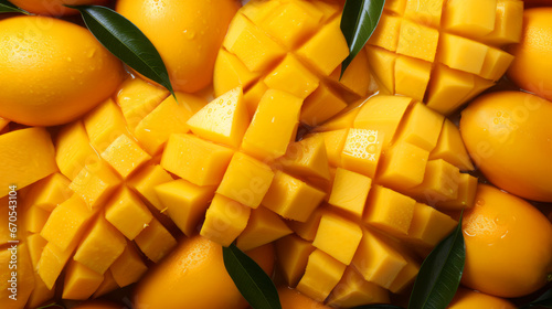 Fresh mango slice background on white background photo
