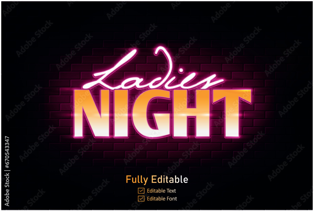 Vector neon effect logo for neon text effect and neon light night party and night club editable text effect Vector neon effect logo for neon text effect and neon light night party and night club editable text effect
