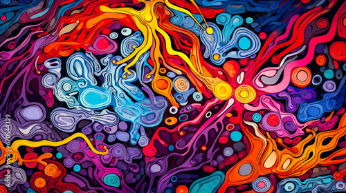 Papier peint color   avec arabesques  fluidit   et bulles