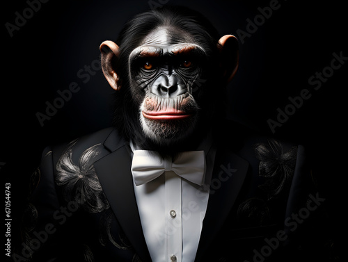 An Animal boss in a  suit looking serious at the camera - animals, wildlife, wilderness, animals meets human