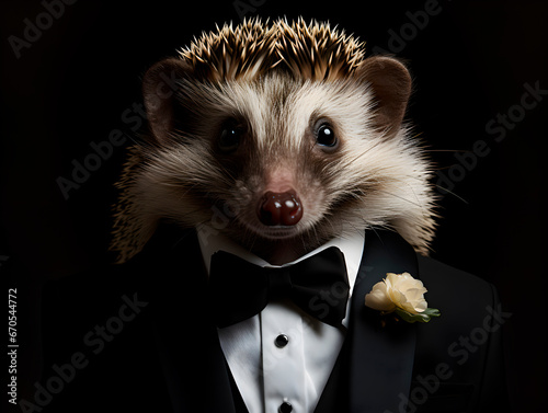 An Animal boss in a  suit looking serious at the camera - animals, wildlife, wilderness, animals meets human