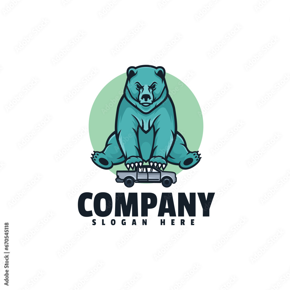 Obraz premium Wild bear illustration logo design 