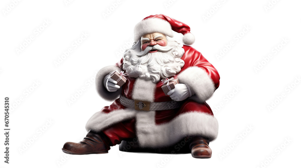 Santa claus isolated on transparent background, Generative ai.