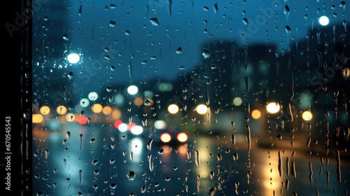 Rain on glass background high resolution , background city night photo