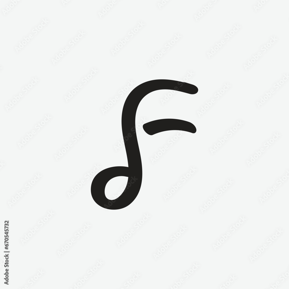 Fototapeta premium creative abstract letter F with musical note logo design
