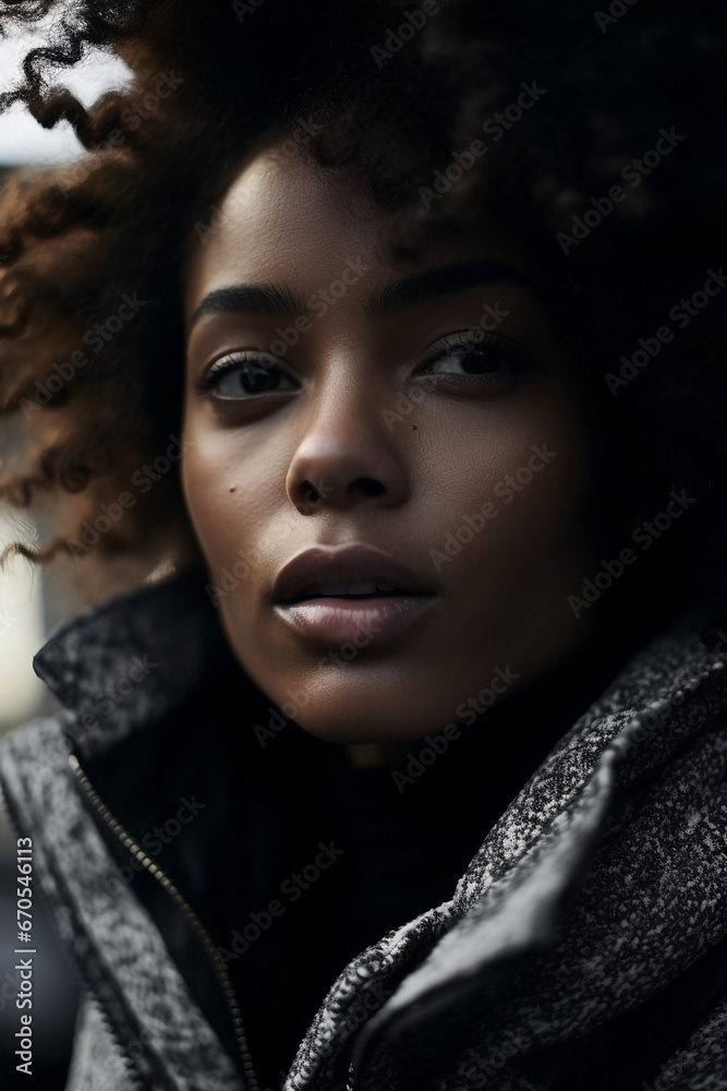 Candid Urban Snapshot of a Stylish Black Woman - Natural Hair & Vibrant Fall Fashion on City Streets. Candid Urban Snapshot of a Stylish Black Woman - Natural Hair & Vibrant Fall Fashion on City Streets.