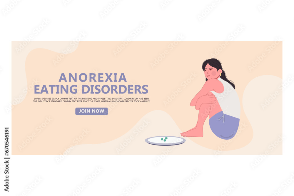 Anorexia eating disorder banner template