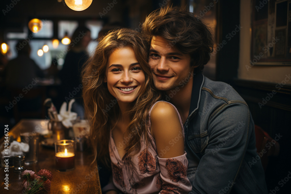 Generative ai image of cheerful beautiful people in cozy cafe enjoying free time together Generative ai image of cheerful beautiful people in cozy cafe enjoying free time together