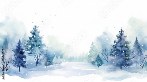 Vector background of winter. A watercolor drawing that was hand-painted for the holidays and happy new year. © PhotoVibe