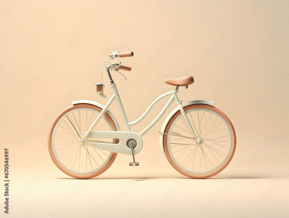 A realistic 3D bicycle isolated on white background, Ai generated eco friendly bicycle, Isolated bicycle on a lighter background