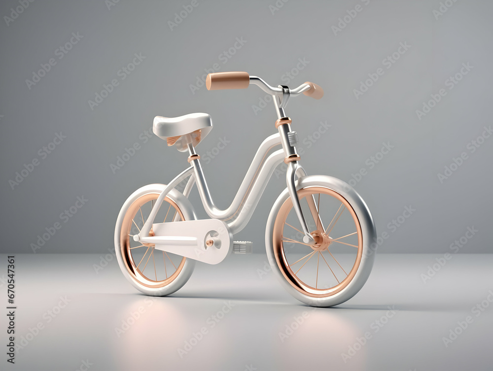 A realistic 3D bicycle isolated on white background, Ai generated eco friendly bicycle, Isolated bicycle on a lighter background