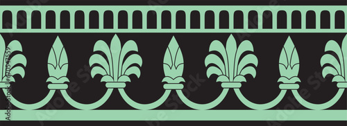 Canvastavla Vector endless green with black national persian ornament