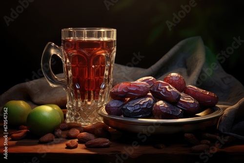 Traditional Iftar Spread with Dates and Tea