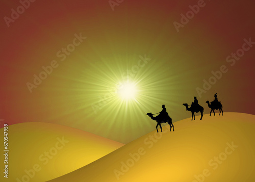 Reyes Magos  desierto  estrella  luminoso  ilustraci  n
