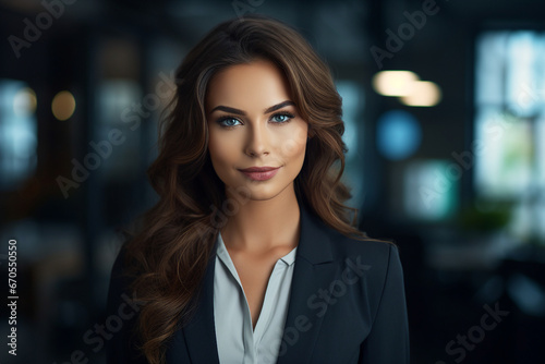 Generative AI technology picture portrait of stunning office woman meeting conference regime