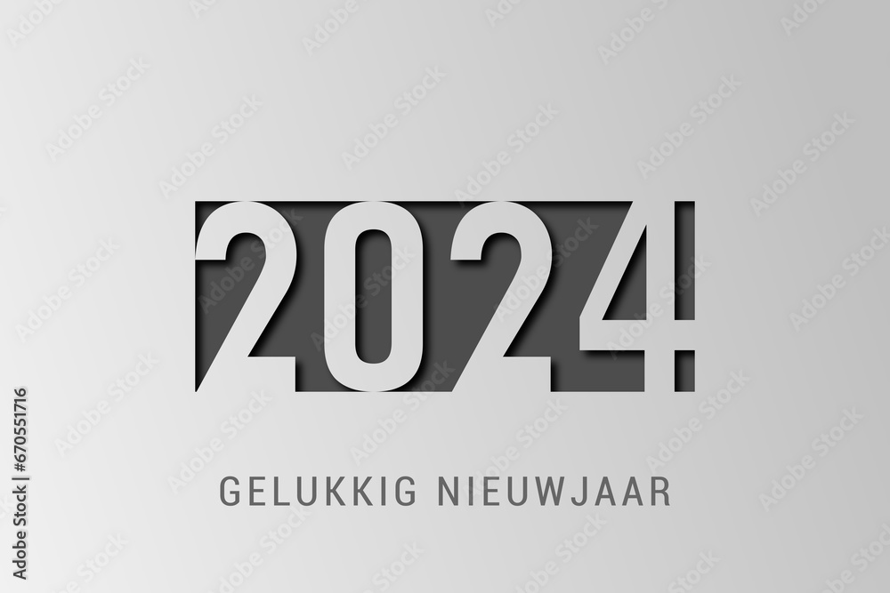 Fototapeta premium 2024 - gelukkig nieuwjaar 2024