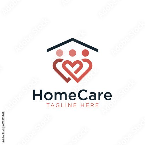 Home care logo. Love Home icon. Home logo with love or heart icon