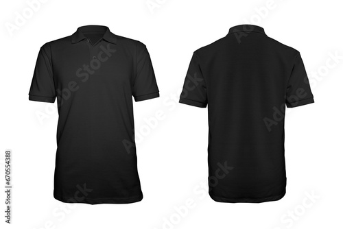 Black Plain Short Sleeve Polo Shirt with Front and Back Design Template