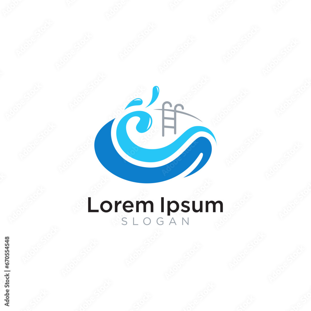 Swimming pool logo template