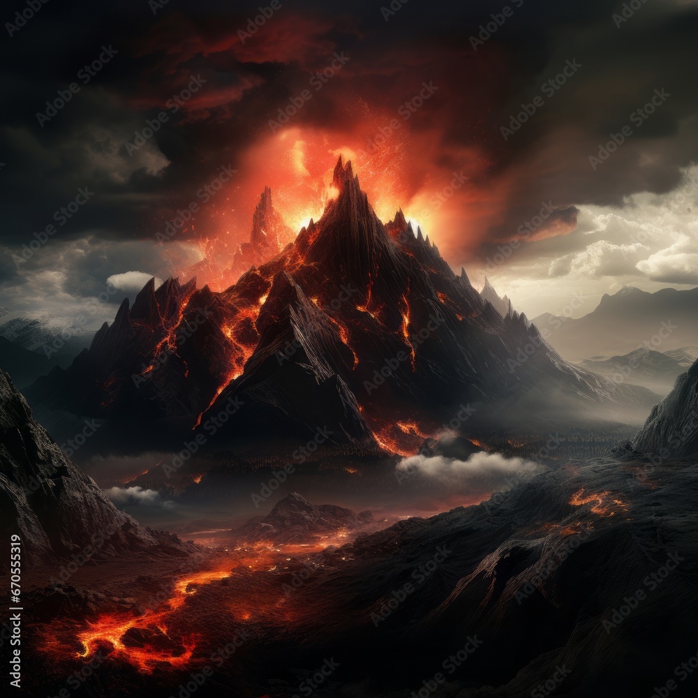 a mountain with lava coming out of it