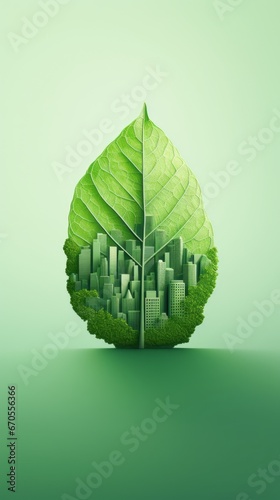 Futuristic Urban Concept: Artificial Leaf in High-Resolution City Isolation.
