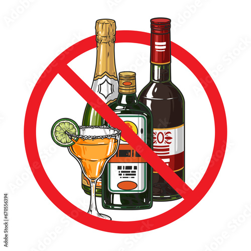 Prohibition drinking alcohol colorful sticker