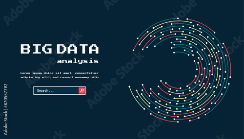 Technology background. Big data visualization concept. Abstract technology circuit board circle