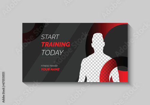 Vector fitness gym exercise youtube thumbnail and web banner template
