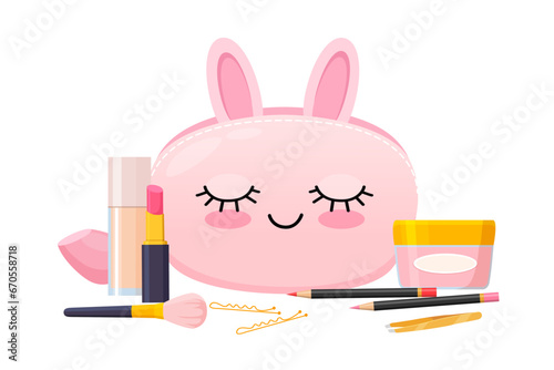 Illustration with make up accessories 
