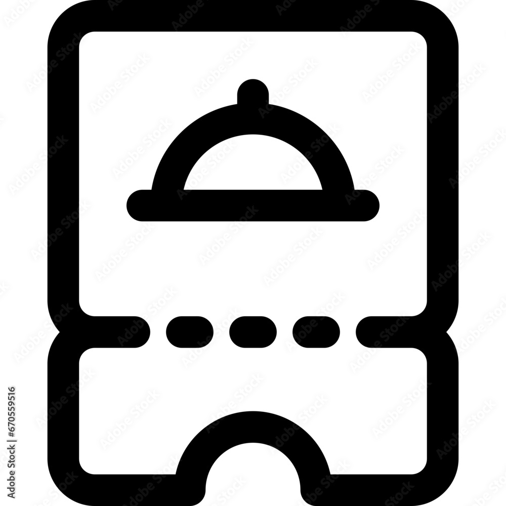 Food coupon in outline icon. Voucher, discount, restaurant, food tray, dish, food delivery