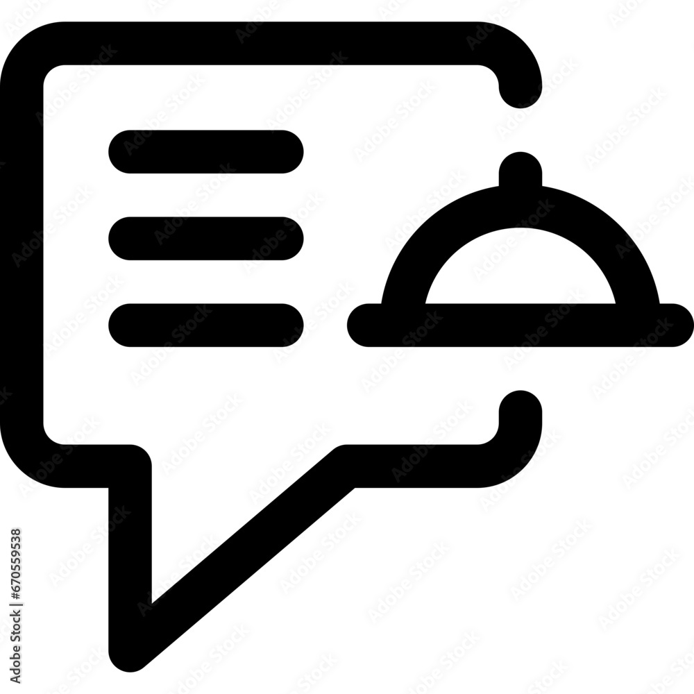 Order food in outline icon. Chat buble, comment, review, feedback, food tray, restaurant, food delivery Order food in outline icon. Chat buble, comment, review, feedback, food tray, restaurant, food delivery