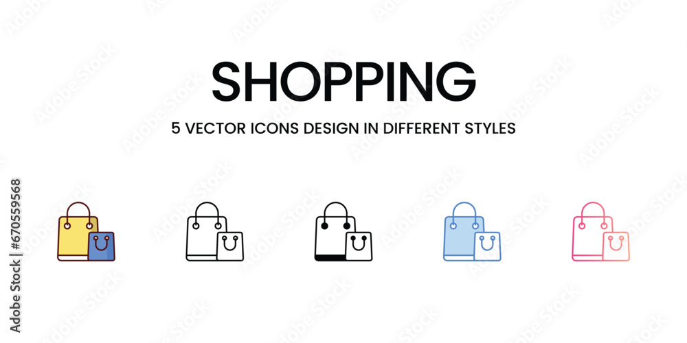 Shopping Icons Design in Five style with Editable Stroke. Line, Solid, Flat Line, Duo Tone Color, and Color Gradient Line. Suitable for Web Page, Mobile App, UI, UX and GUI design Shopping Icons Design in Five style with Editable Stroke. Line, Solid, Flat Line, Duo Tone Color, and Color Gradient Line. Suitable for Web Page, Mobile App, UI, UX and GUI design