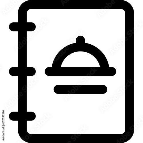 Food menu in outline icon. Book, paper, food tray, cooking, recipe