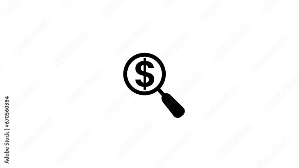 Search Magnifying glass icon on dollar sign animation. k1_1774 Search Magnifying glass icon on dollar sign animation. k1_1774