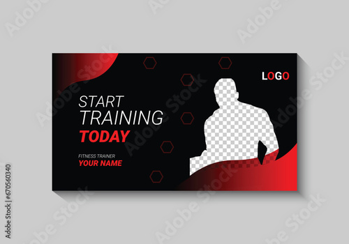 Vector fitness gym exercise youtube thumbnail and web banner template
