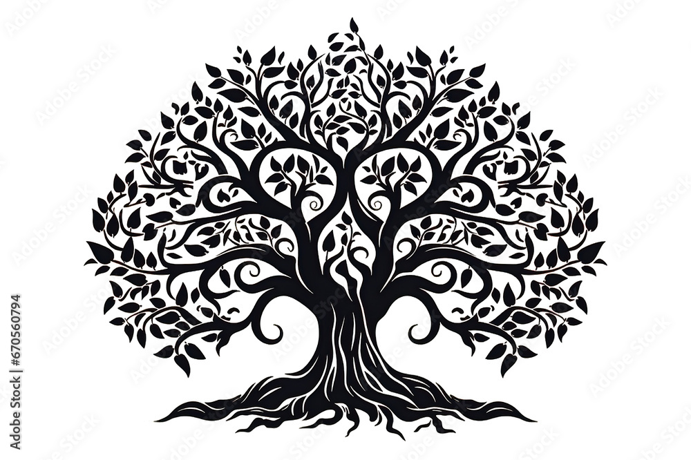 Obraz premium tree with roots isolated on a Transparent background. Generative AI