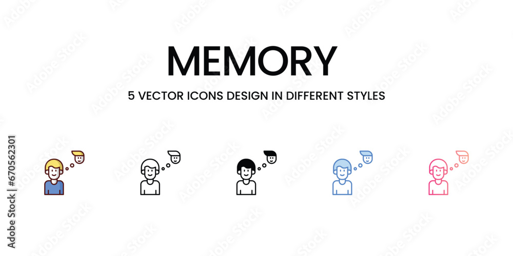 Memory Icons Design in Five style with Editable Stroke. Line, Solid, Flat Line, Duo Tone Color, and Color Gradient Line. Suitable for Web Page, Mobile App, UI, UX and GUI design Memory Icons Design in Five style with Editable Stroke. Line, Solid, Flat Line, Duo Tone Color, and Color Gradient Line. Suitable for Web Page, Mobile App, UI, UX and GUI design