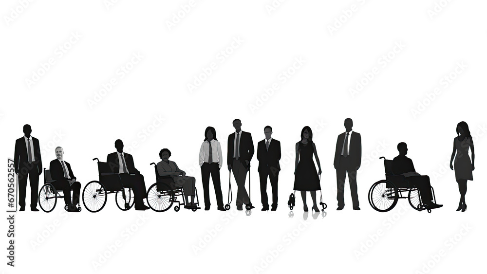 Silhouettes of diverse businesspeople standing, men and women full ...