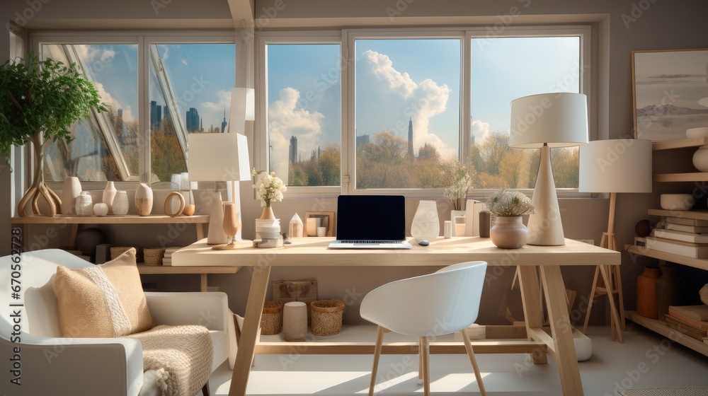 A serene and productive office desk space. A serene and productive office desk space.