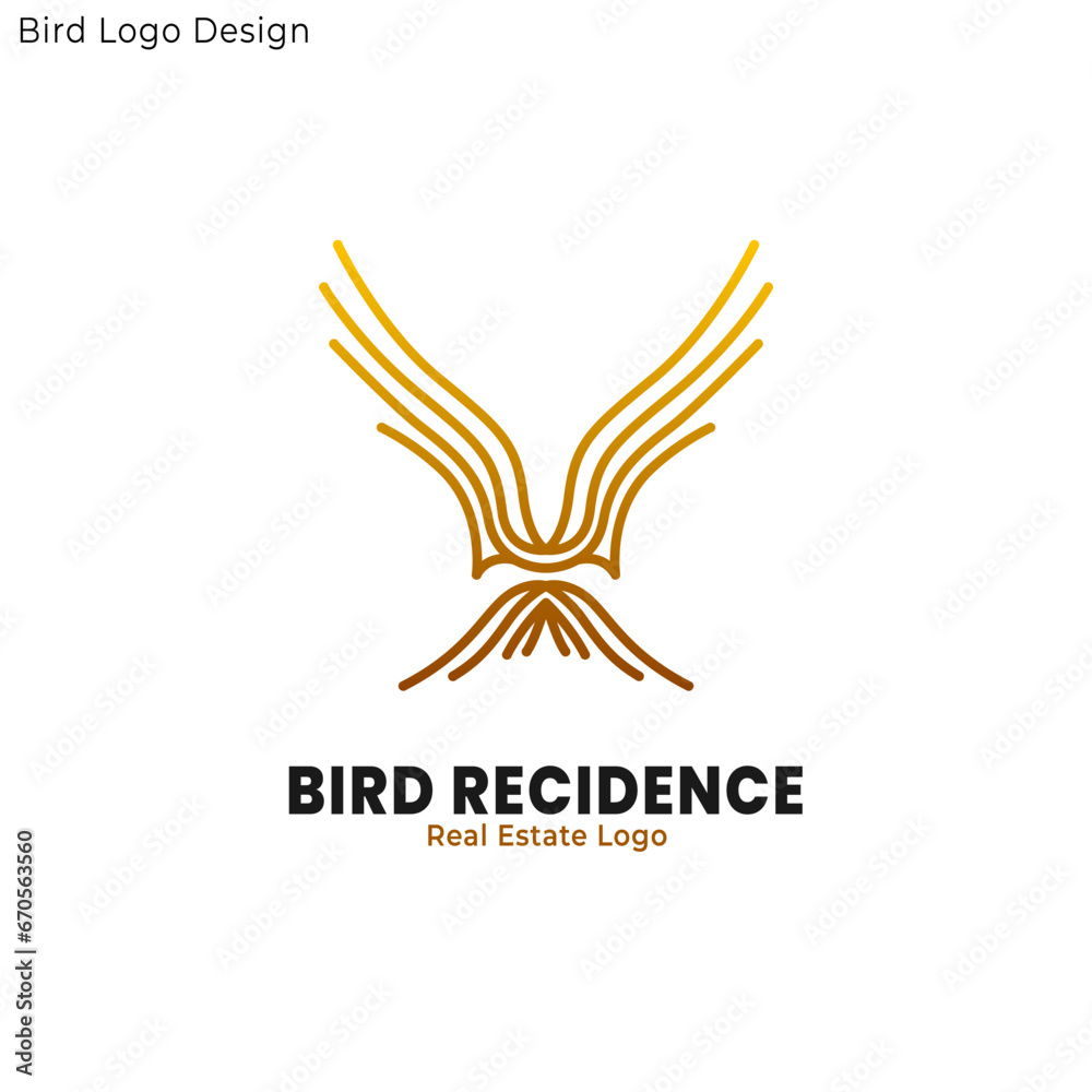luxury bird logo. Bird Logo Design. real estate logo. professional bird logo design. flying Bird Logo. Flying Wings Bird Logo abstract design.