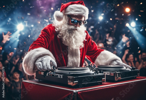 Dj santa claus in the club, generative AI 