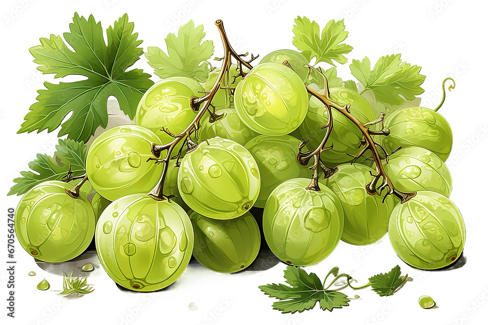 gooseberries on a branch isolated on a Transparent background. Generative AI gooseberries on a branch isolated on a Transparent background. Generative AI